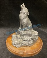 6 inch howling wolf pewter figure