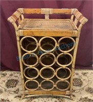 Rattan bar with wine rack