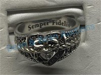 Ladies marine corps ring, 925 silver size 7