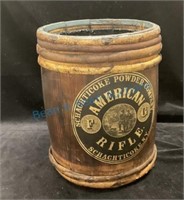 14 inch wood bucket with powder label