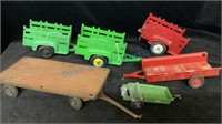 Vintage Hubley toy trailers, and others