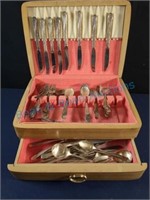 Miscellaneous flatware with chest