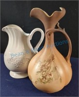 Warwick china ewer and white pitcher