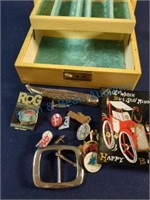 Pins, knife, jewelry box