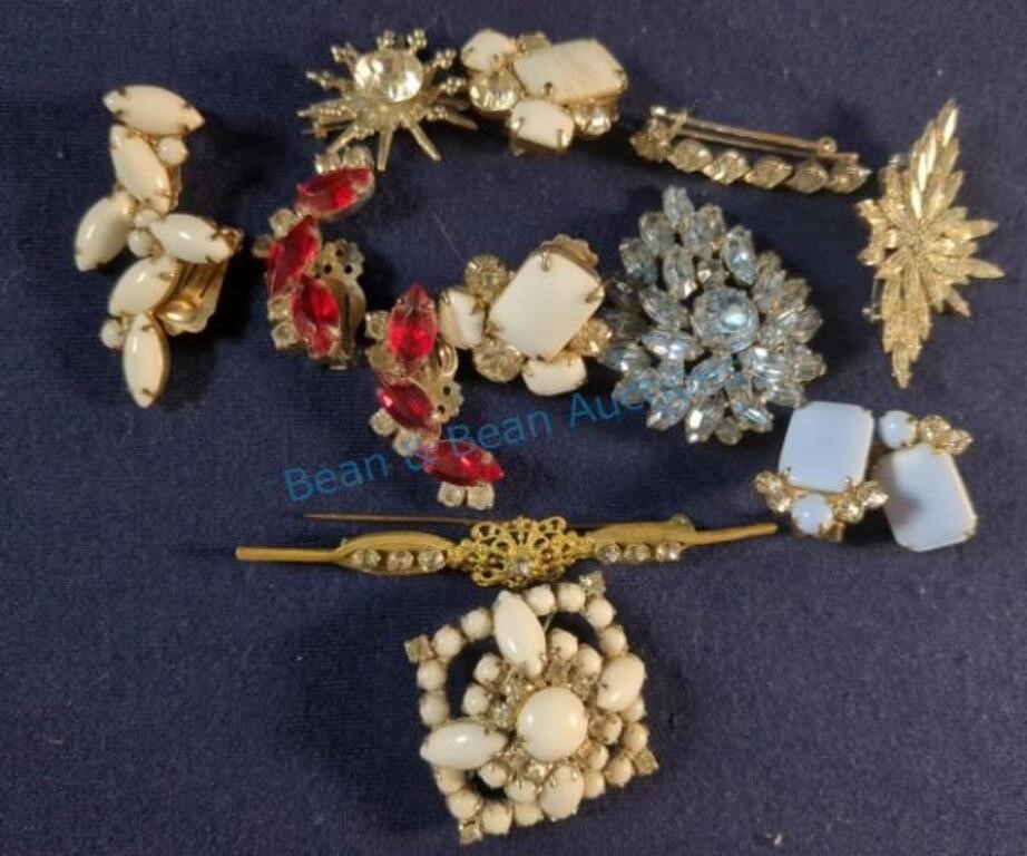 brooches and clip earrings