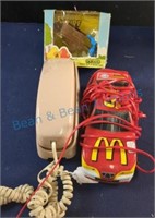Wall phone, McDonald's car phone Smurf windup toy