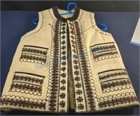 Embroidered sheepskin vest