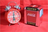 Vintage Coca-Cola Alarm Clock and Napkin Holder
