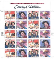 Country & Western Stamp sheet