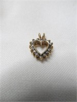 10k Gold & Natural Stones Lady's Heart Pendant