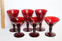 Vintage Ruby Red Martini & Wine Glasses