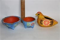 3 Pieces of Mexican Painted Pottery