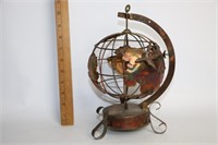 Vintage Copper Art Globe with Jet Plane-Music Box