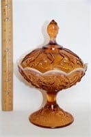Fenton Amber Opalescent Covered Candy Dish