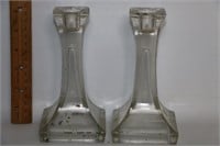 Pair of Glass Candle Holders 1950s