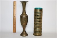 Brass Vase and Brass Candle