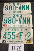 3 Ohio License Plates