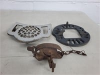 Vintage trap and cast iron