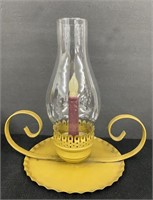 Vtg Primitive Mustard Metal Candleholder/Globe