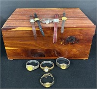 Ridged Cedar Box w/Jewelry Contents