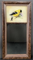 Vtg Eastern Goldfinch Print/Mirror - Faux Burl