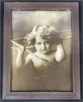 Antq "Cupid Awake" Print-Marked 1897-Framed #1