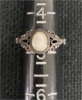 Older Sterling Silver Ring w/Stone - Approx. 4-1/2