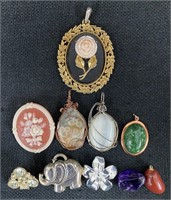 Pendants & More-Wire Wrapped-Vtg Mirror, Etc