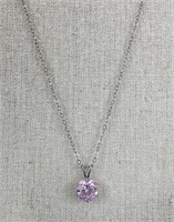 925 Sterling Pink Zirconia Necklace