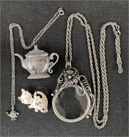 Magnifier Necklace/Teapot Box/Sterling Brooch