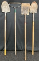 Three Shovels & Metal Rake - USED #1