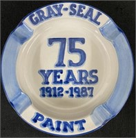 Vtg Hadley Advertising Gray-Seal Paint Ashtray