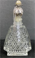 Vtg Diamond Cut Glass Purfume Bottle