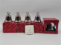 5 Reed & Barton Silverplate Bell Ornaments '91-'95