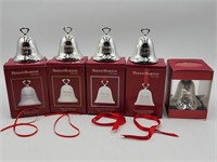 5 Reed & Barton Silverplate Bell Ornaments '14-'18