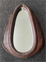 Vtg Leather Horse Collar Hanging Mirror