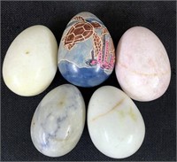 Marble & Carved Egg Lot - 5-pc