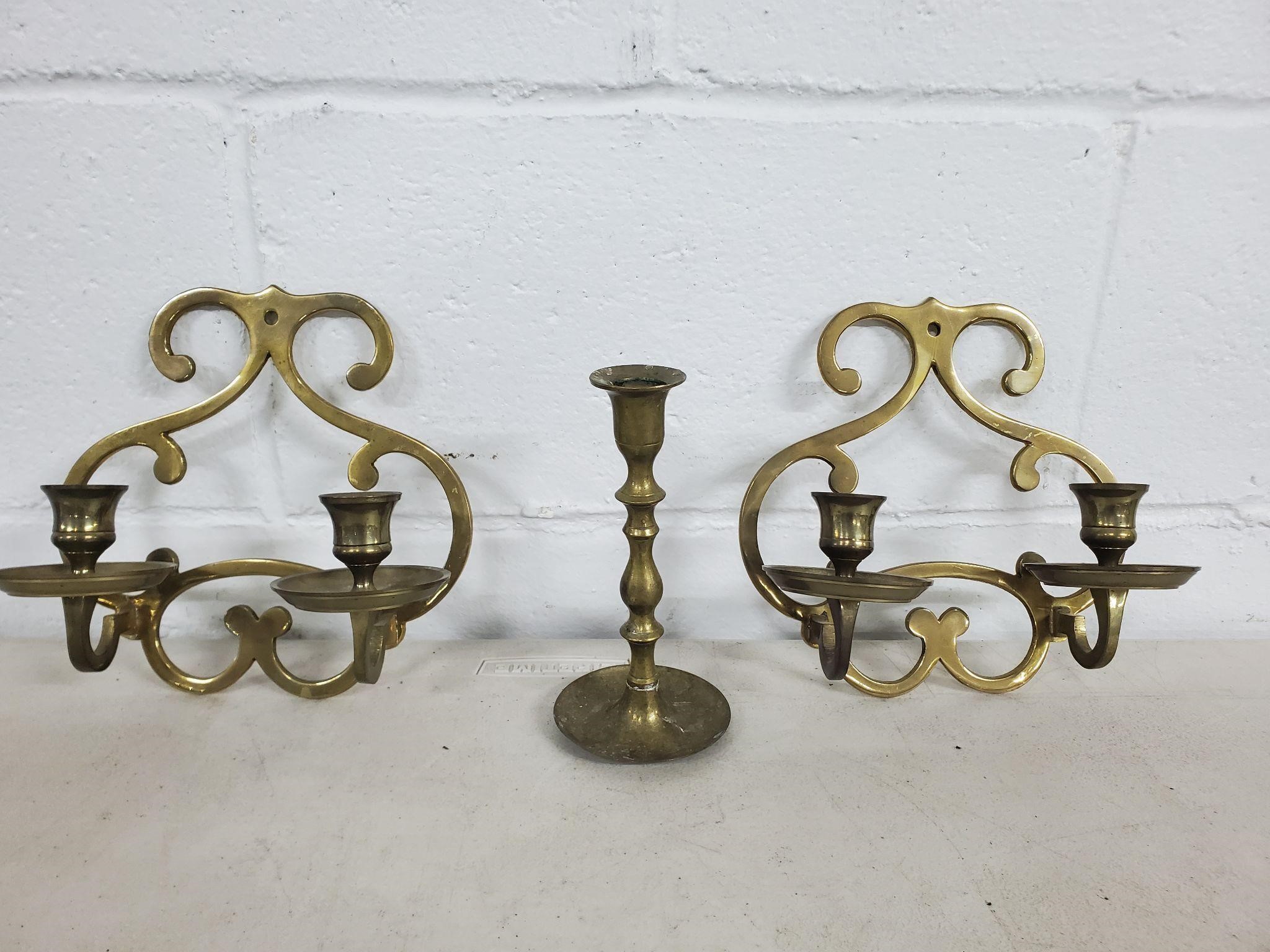 Brass candle holders wall decor