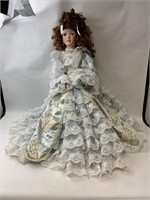 27" Porcelain Doll W/ Cape And Collar Accessories