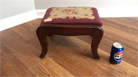 Vintage Embroidered Footstool 15 x 13 x 9h