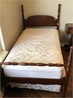 Turned Wood Twin Bed Frame and Mattress