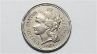 1869 3c Three Cent Nickel Uncirculated