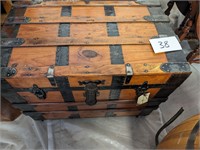 Antique Wooden Trunk with Metal bands
