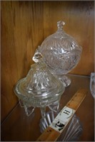 Two Glass Candy Dishes w/ Lids