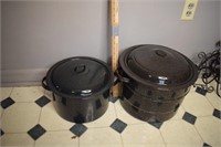 Two Large Canning Pots w/ Jar Racks