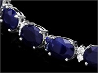 14k Gold Bracelet 37.50ct Sapphire & 0.60ct Diam