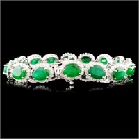 17.53ct Emerald & 3.60ct Diam Bracelet in 14K Gold