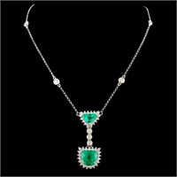 3.03ct Emerald & 1.50ctw Diam Necklace in 18K Gold