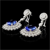 7.5ct Tanzanite & 4.58ct Diam Earrings 18K Gold