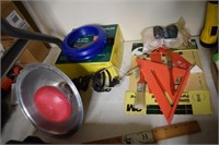 Heat Lamp, Sprinkler, Carpenter Tools